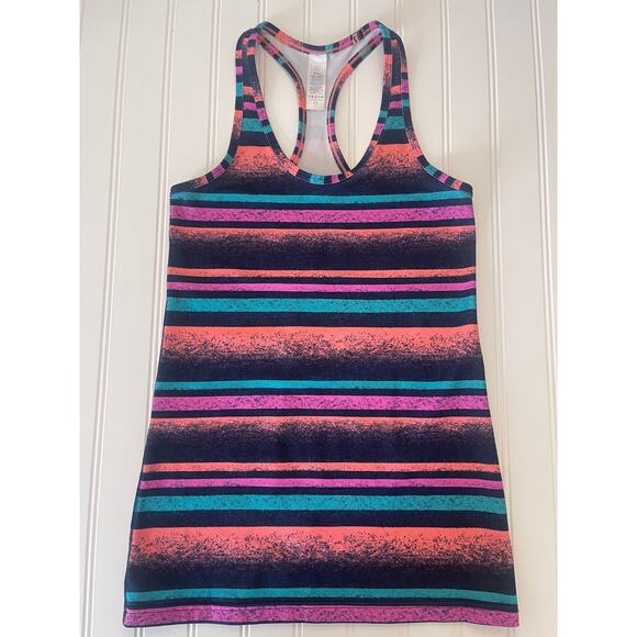 Lululemon Ivivva Colorful Striped Racerback Tank Top Activewear Size Girls 12 - Picture 1 of 6